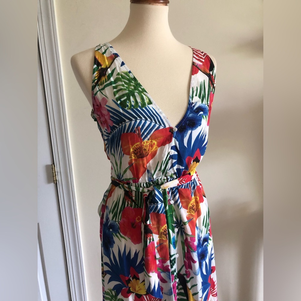 Desigual Tropical Flower Pattern Front Buttons Cl… - image 3